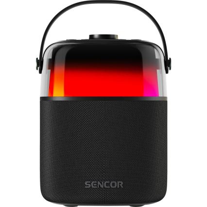 Sencor - LED RGB Reproduktor s bezdrôtovými mikrofónmi 35W 8000 mAh + 2x 1800 mAh IPX5 čierna
