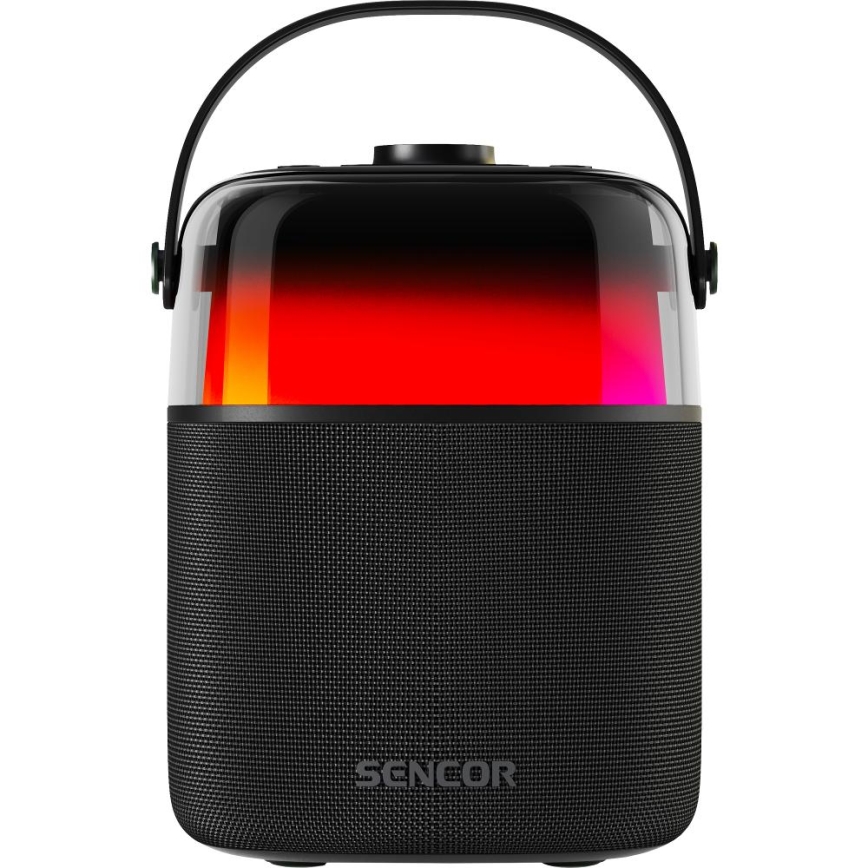 Sencor - LED RGB Reproduktor s bezdrôtovými mikrofónmi 35W 8000 mAh + 2x 1800 mAh IPX5 čierna
