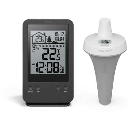 Sencor - Meriaca stanica s bezdrôtovým bazénovým plávajúcim senzorom 2xAA + 2xAA IPX7