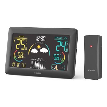 Sencor - Meteostanica s farebným LCD displejom a budíkom 3xAA