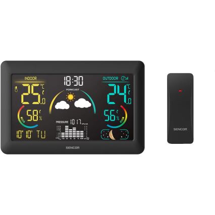 Sencor - Meteostanica s farebným LCD displejom a budíkom 3xAA