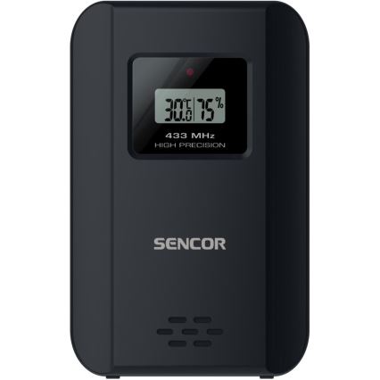 Sencor - Meteostanica s farebným LCD displejom a budíkom 3xAAA čierna