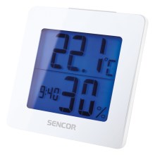 Sencor - Meteostanica s LCD displejom a budíkom 1xAA biela