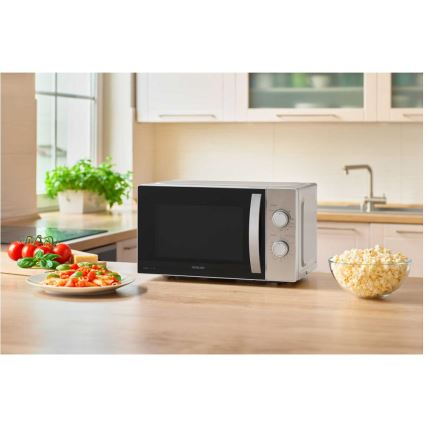 Sencor - Mikrovlnná rúra s funkciou grilu 700W/1000W/230V 20 l matný chróm