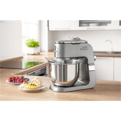 Sencor - Multifunkčný kuchynský robot s nerezovou misou 1500W/230V matný chróm