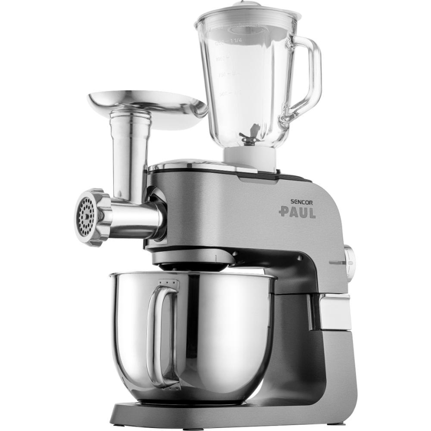 Sencor - Multifunkčný kuchynský robot s nerezovou misou 1500W/230V matný chróm