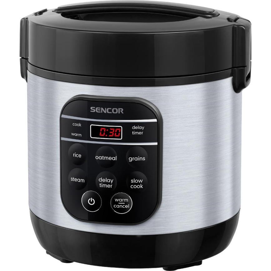 Sencor - Multifunkčný ryžovar 350W/230V 0,6 l nerez/čierna