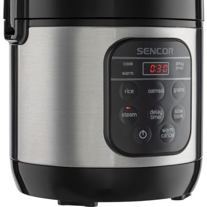 Sencor - Multifunkčný ryžovar 350W/230V 0,6 l nerez/čierna