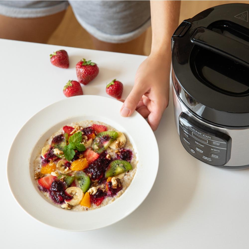 Sencor - Multifunkčný ryžovar 350W/230V 0,6 l nerez/čierny