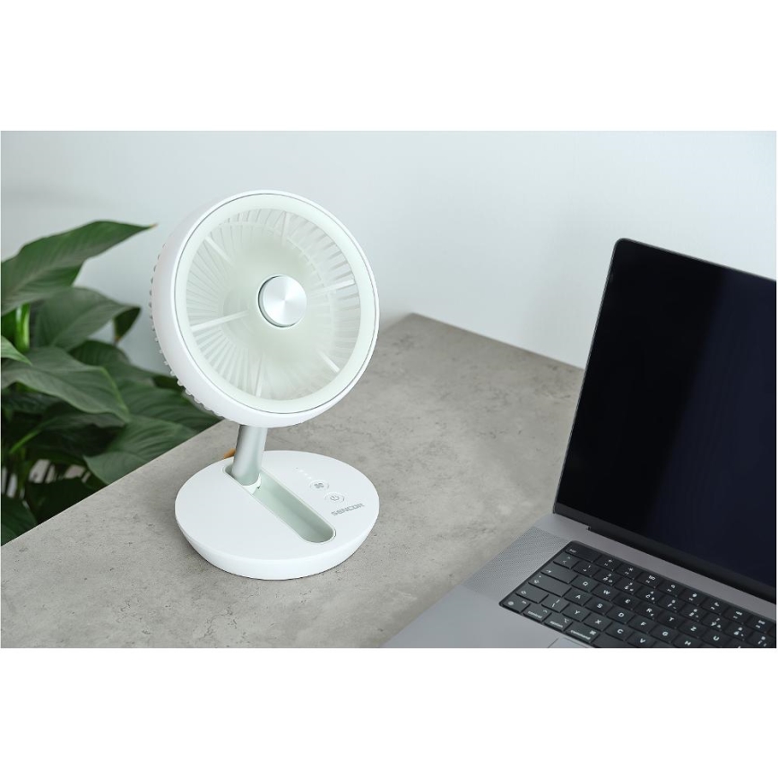 Sencor - Nabíjací stolný ventilátor 5W/5V 4000 mAh biely