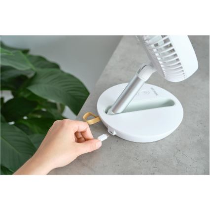 Sencor - Nabíjací stolný ventilátor 5W/5V 4000 mAh biely