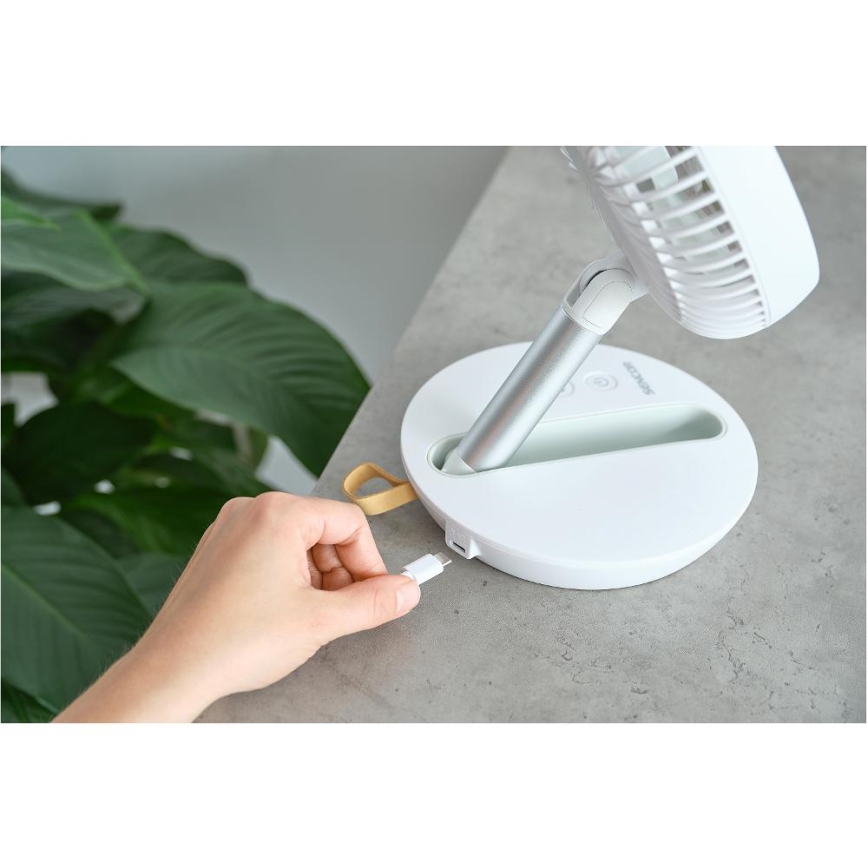 Sencor - Nabíjací stolný ventilátor 5W/5V 4000 mAh biely