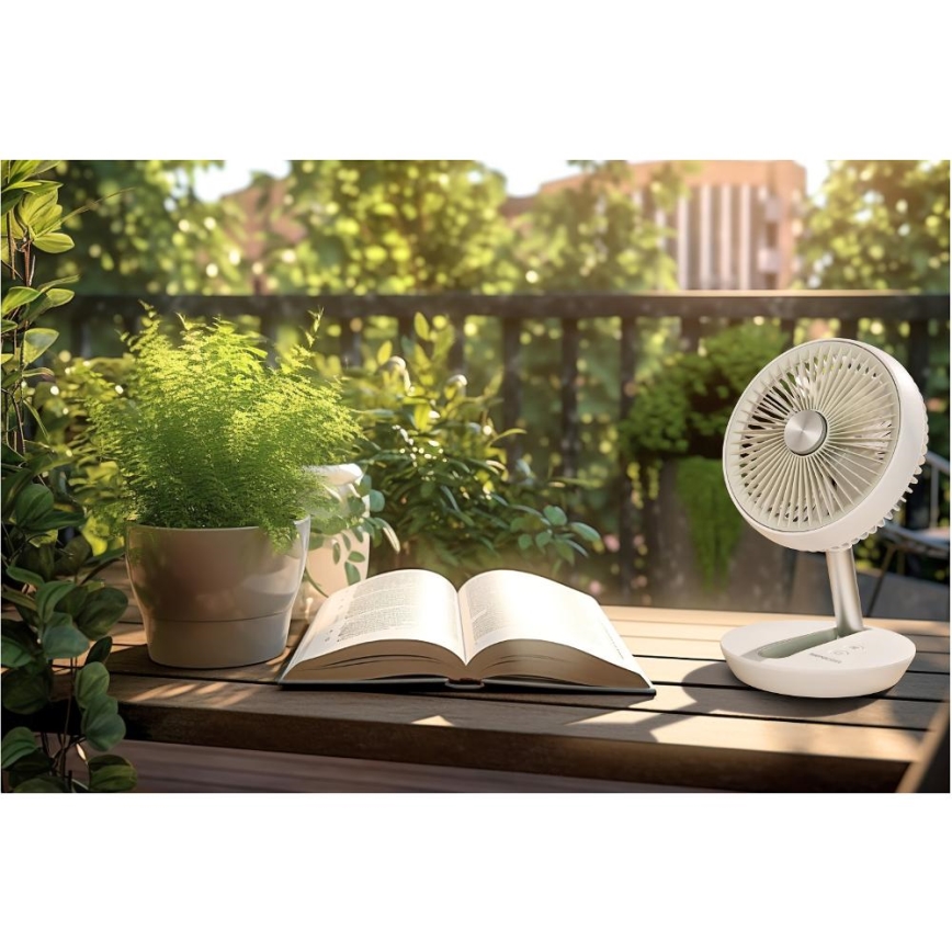Sencor - Nabíjací stolný ventilátor 5W/5V 4000 mAh biely
