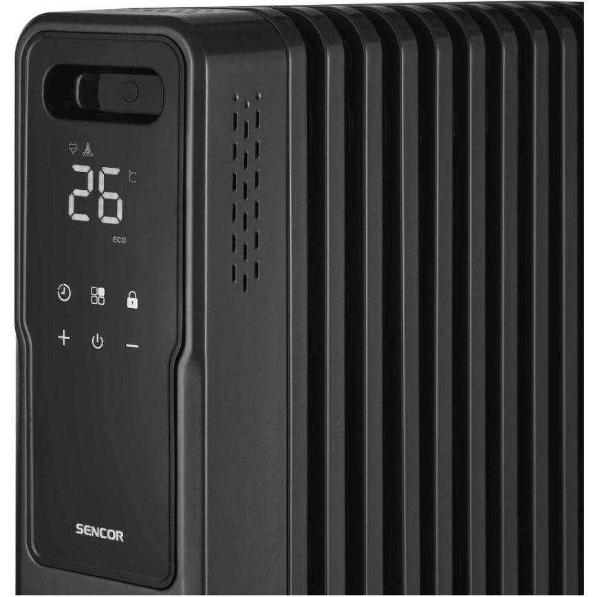 Sencor - olejový ohrievač s 11 rebrami 1000/1200/2400W/230V Wi-Fi čierny