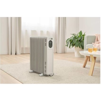 Sencor - Olejový ohrievač s 13 rebrami 1000/2500W/230V biely + diaľkové ovládanie