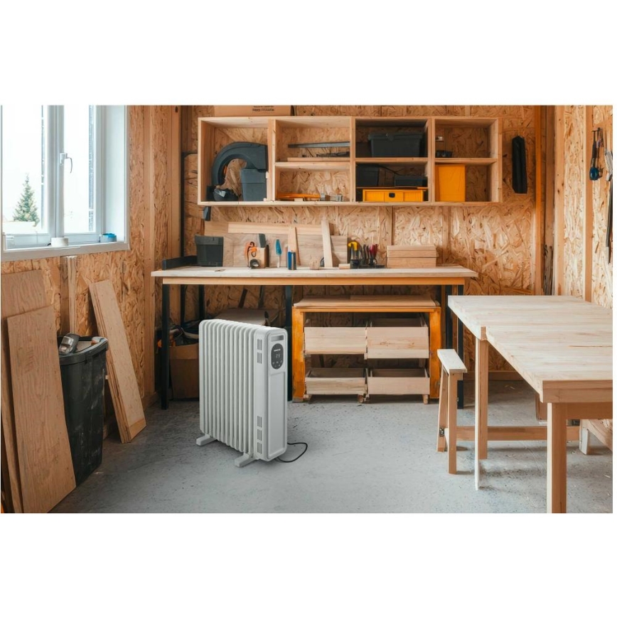 Sencor - Olejový ohrievač s 13 rebrami 1000/2500W/230V biely + diaľkové ovládanie