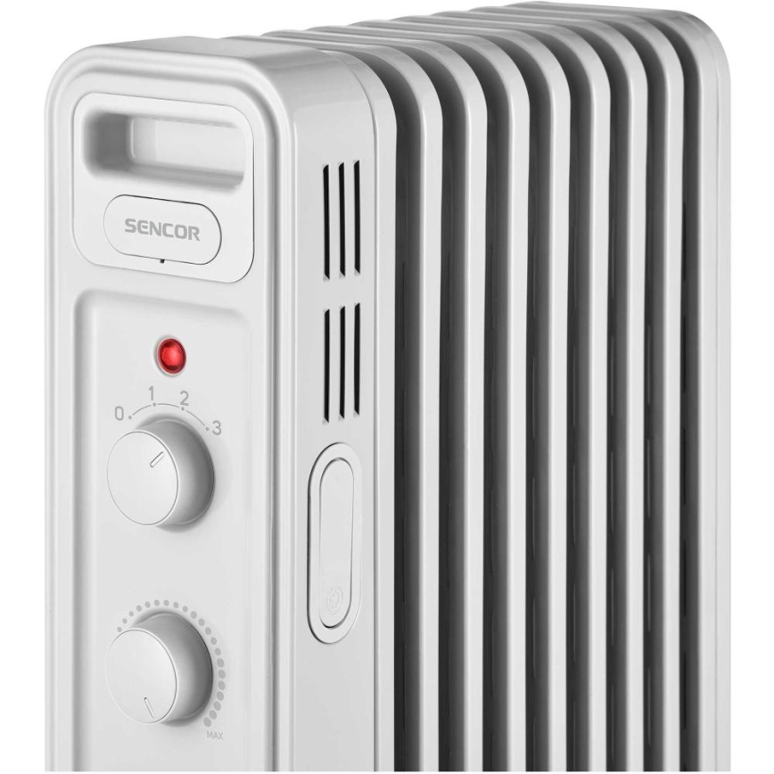 Sencor - Olejový ohrievač s 9 rebrami 800/1200/2000W/230V biely