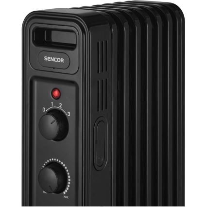 Sencor - olejový radiátor so 7 rebrami, 600/900/1500 W, 230 V, čierny