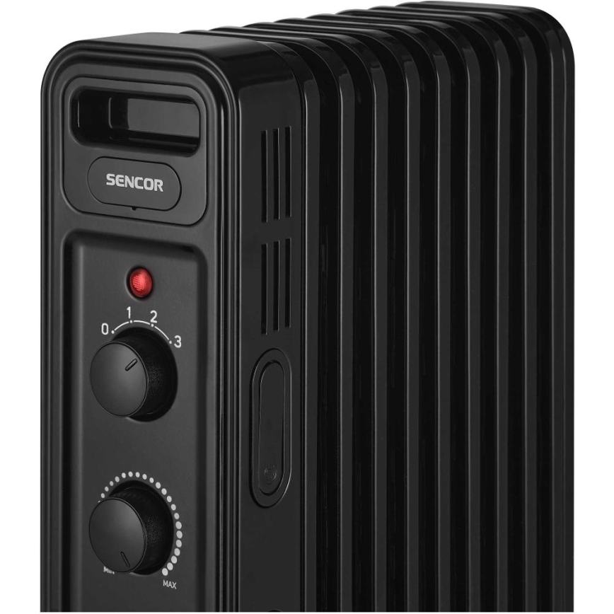 Sencor - Olejový radiátor so 9 rebrami 800/1200/2000W/230V čierna