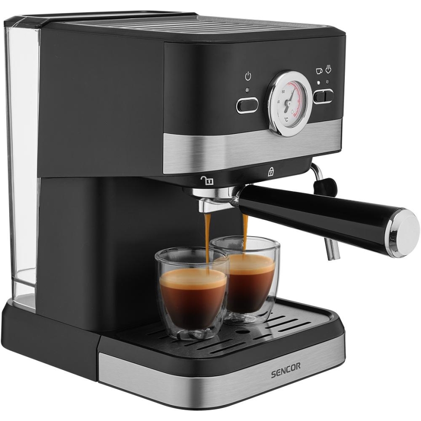 Sencor - Pákový espresso kávovar 1050W/230V čierna/matný chróm