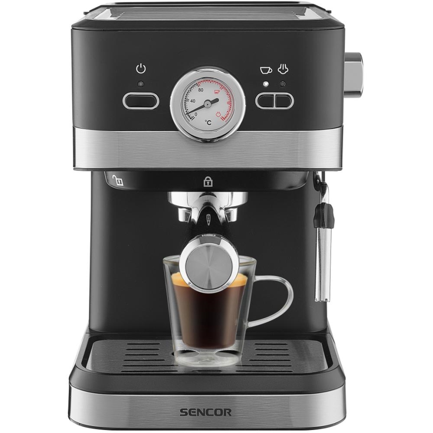 Sencor - Pákový espresso kávovar 1050W/230V čierna/matný chróm