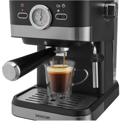 Sencor - Pákový espresso kávovar 1050W/230V čierna/matný chróm