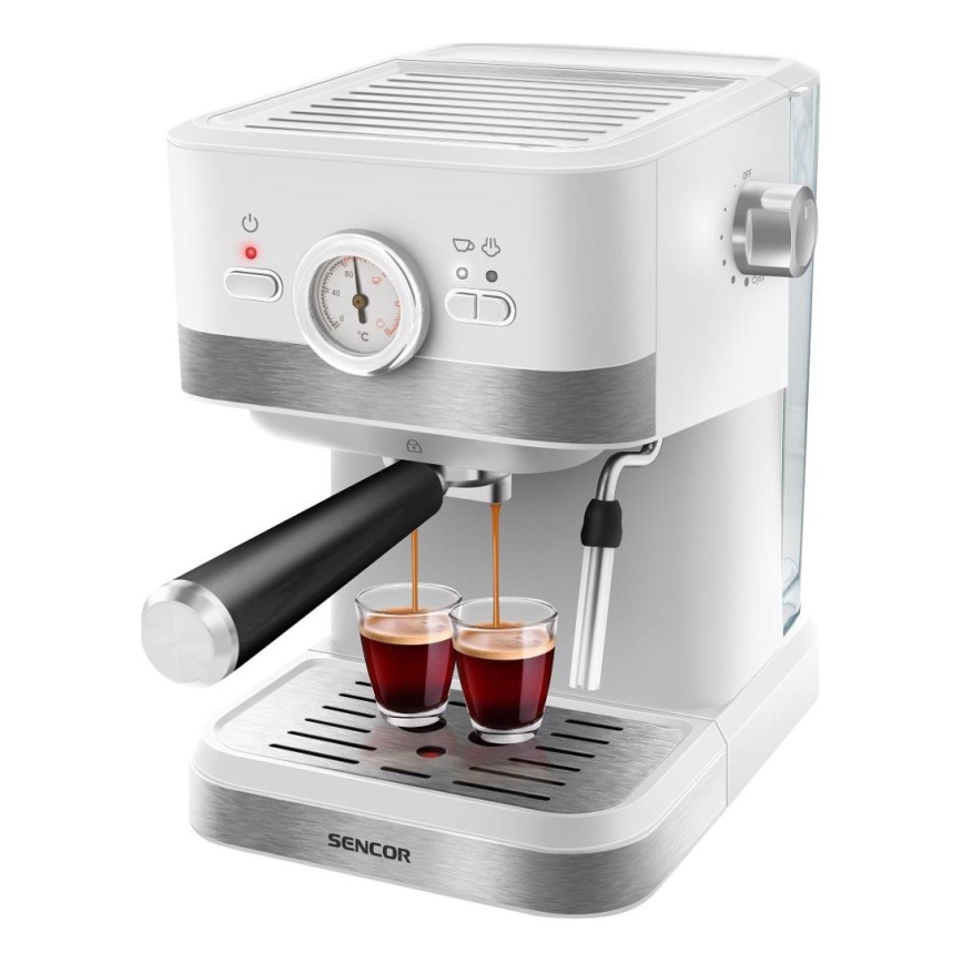 Sencor - Pákový kávovar espresso 1050W/230V biela/matný chróm