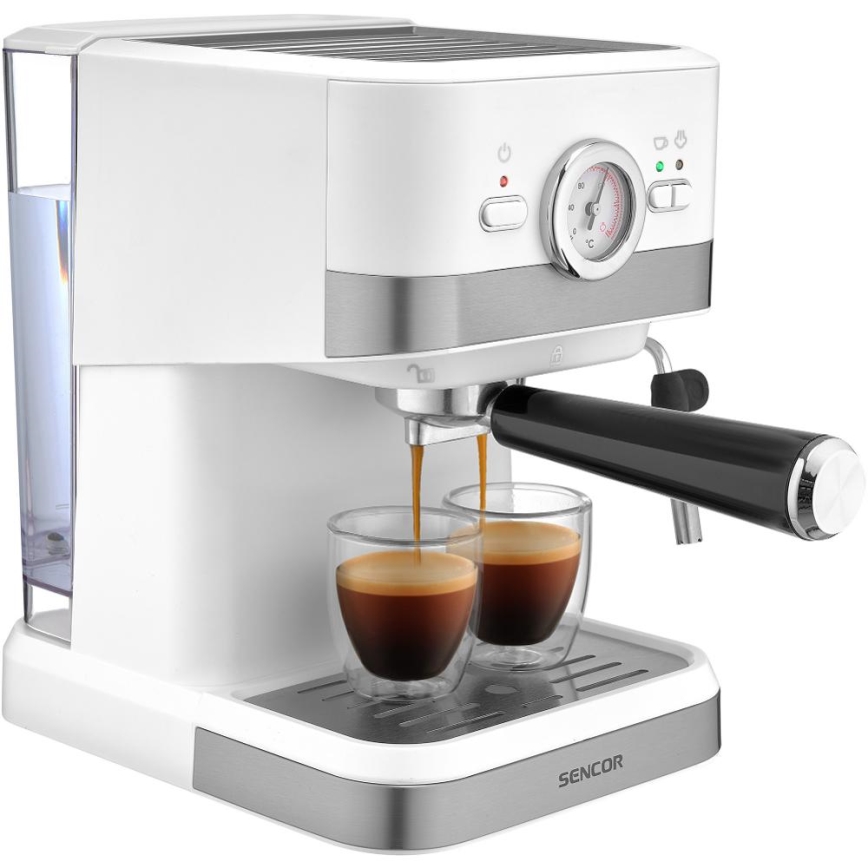 Sencor - Pákový kávovar espresso 1050W/230V biela/matný chróm