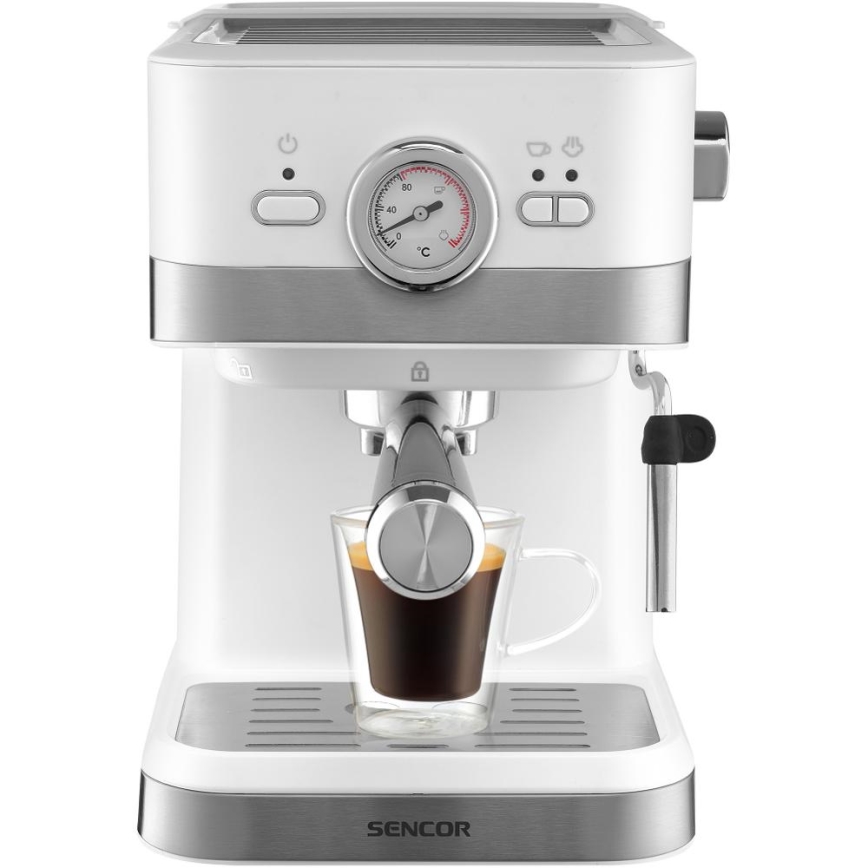 Sencor - Pákový kávovar espresso 1050W/230V biela/matný chróm