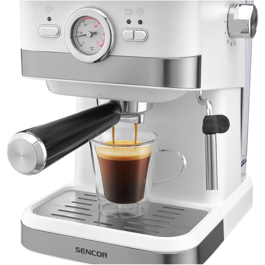 Sencor - Pákový kávovar espresso 1050W/230V biela/matný chróm