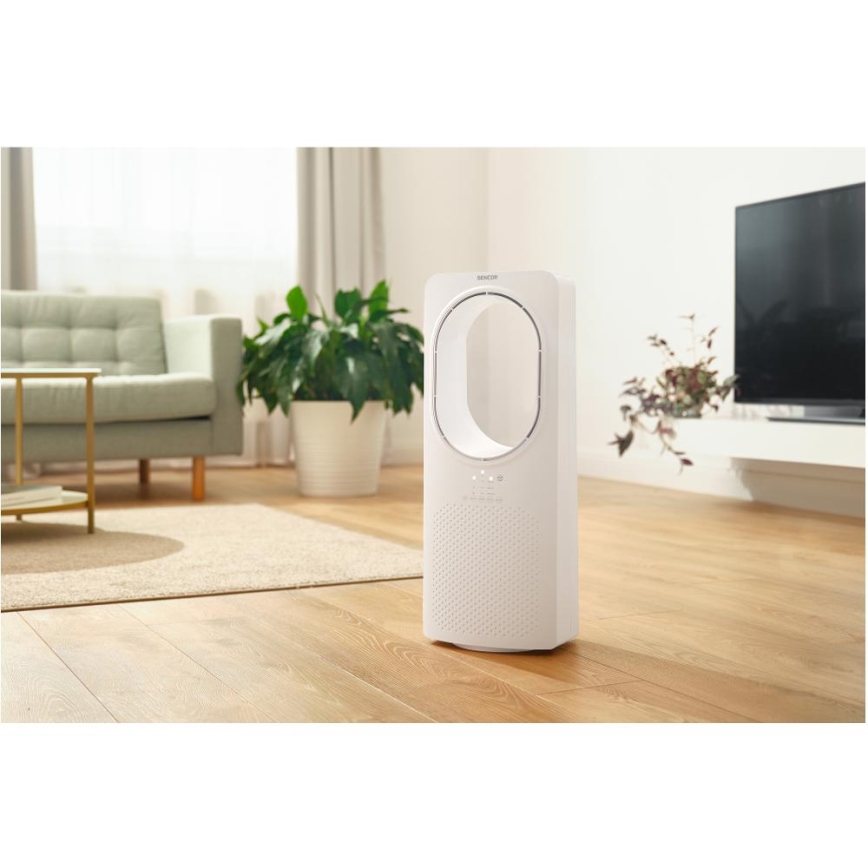 Sencor - Podlahový bezvrtuľový ventilátor 50W/230V biela + diaľkové ovládanie
