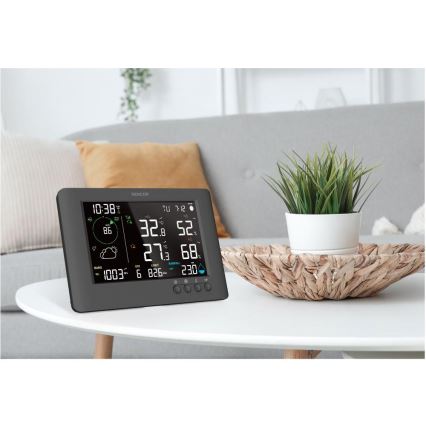 Sencor - Profesionálna meteostanica s farebným LCD displejom a budíkom 5V/1xCR2032 + 3xAA Wi-Fi