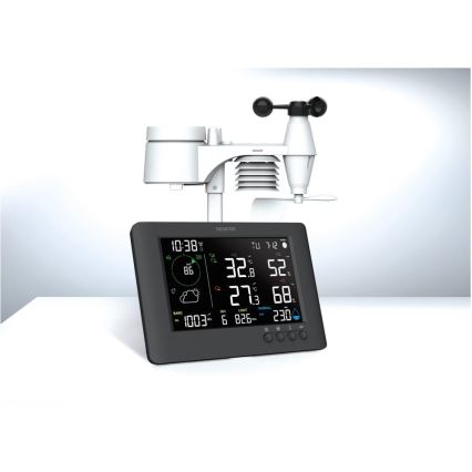 Sencor - Profesionálna meteostanica s farebným LCD displejom a budíkom 5V/1xCR2032 + 3xAA Wi-Fi