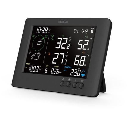 Sencor - Profesionálna meteostanica s farebným LCD displejom a budíkom 5V/1xCR2032 + 3xAA Wi-Fi