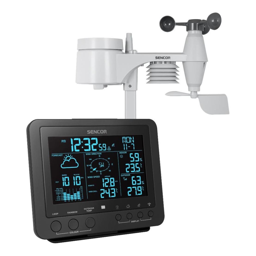 Sencor - Profesionálna meteostanica s farebným LCD displejom 1xCR2032