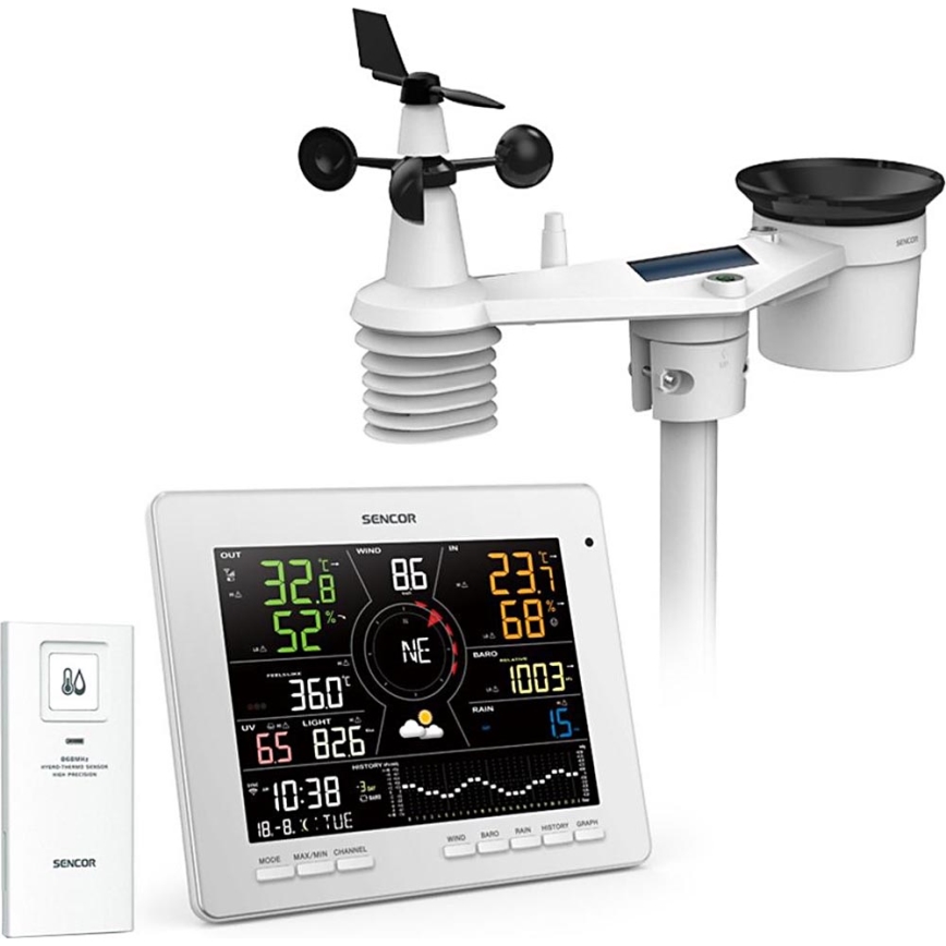 Sencor - Profesionálna meteostanica s farebným LCD displejom 1xCR2032 Wi-Fi Tuya