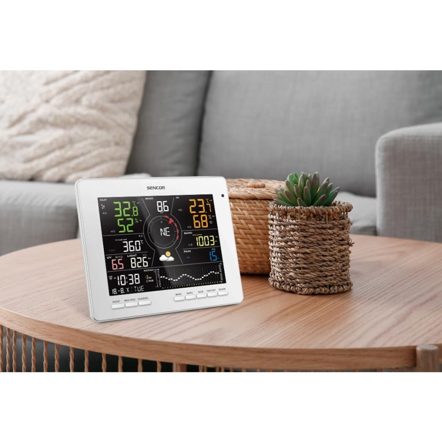 Sencor - Profesionálna meteostanica s farebným LCD displejom 1xCR2032 Wi-Fi Tuya
