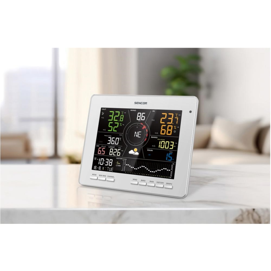 Sencor - Profesionálna meteostanica s farebným LCD displejom 1xCR2032 Wi-Fi Tuya