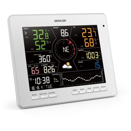 Sencor - Profesionálna meteostanica s farebným LCD displejom 1xCR2032 Wi-Fi Tuya
