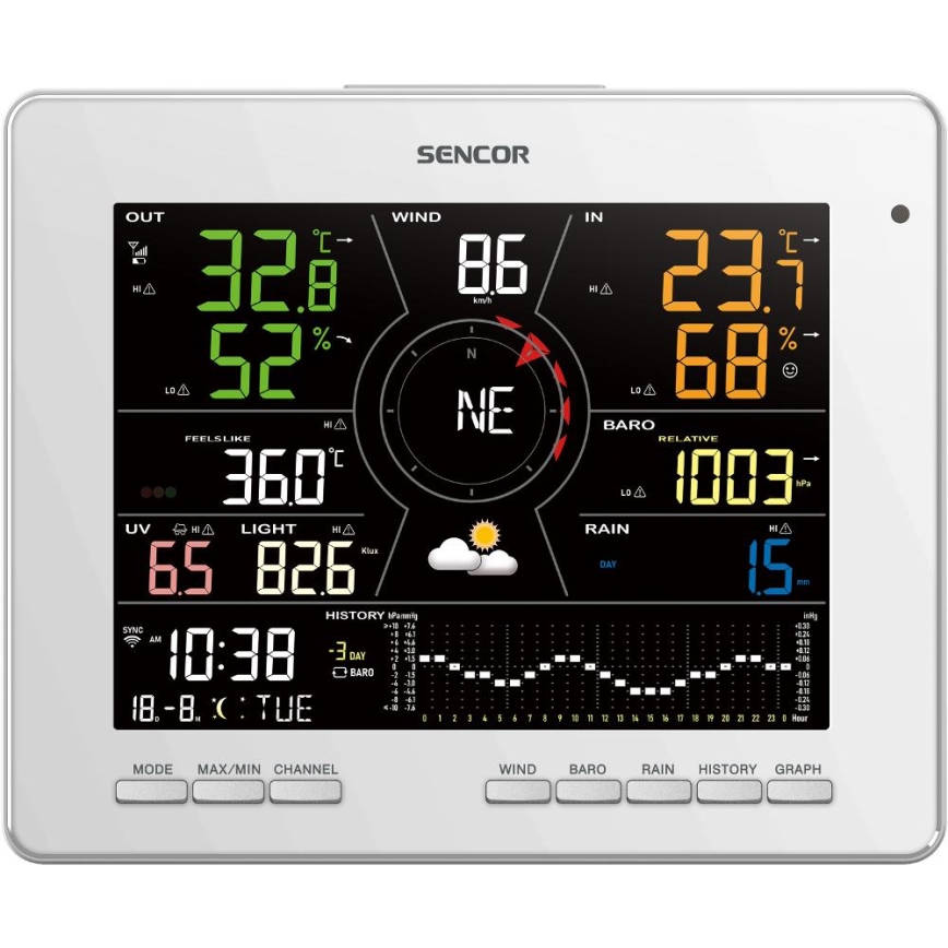 Sencor - Profesionálna meteostanica s farebným LCD displejom 1xCR2032 Wi-Fi Tuya