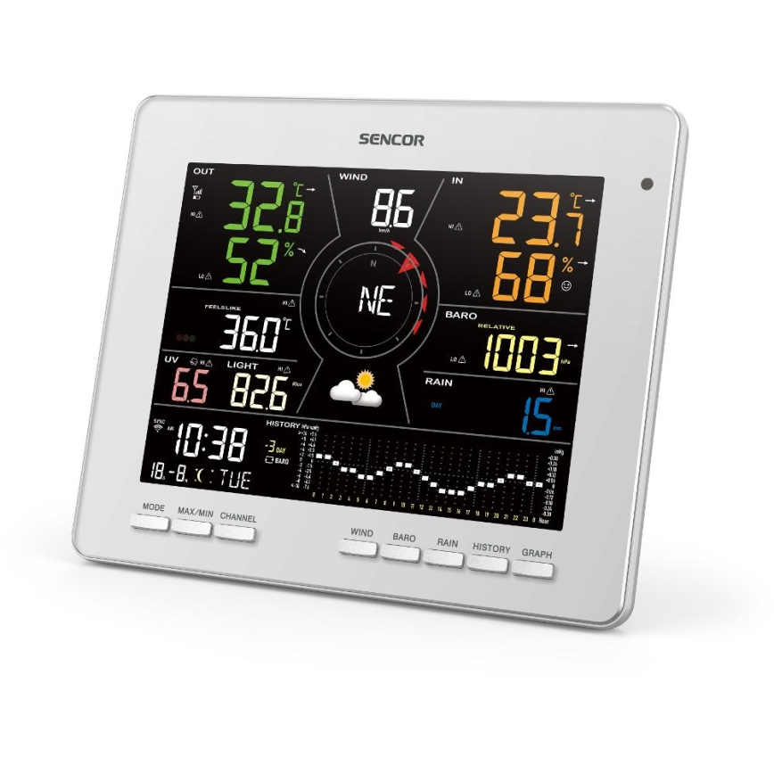 Sencor - Profesionálna meteostanica s farebným LCD displejom 1xCR2032 Wi-Fi Tuya