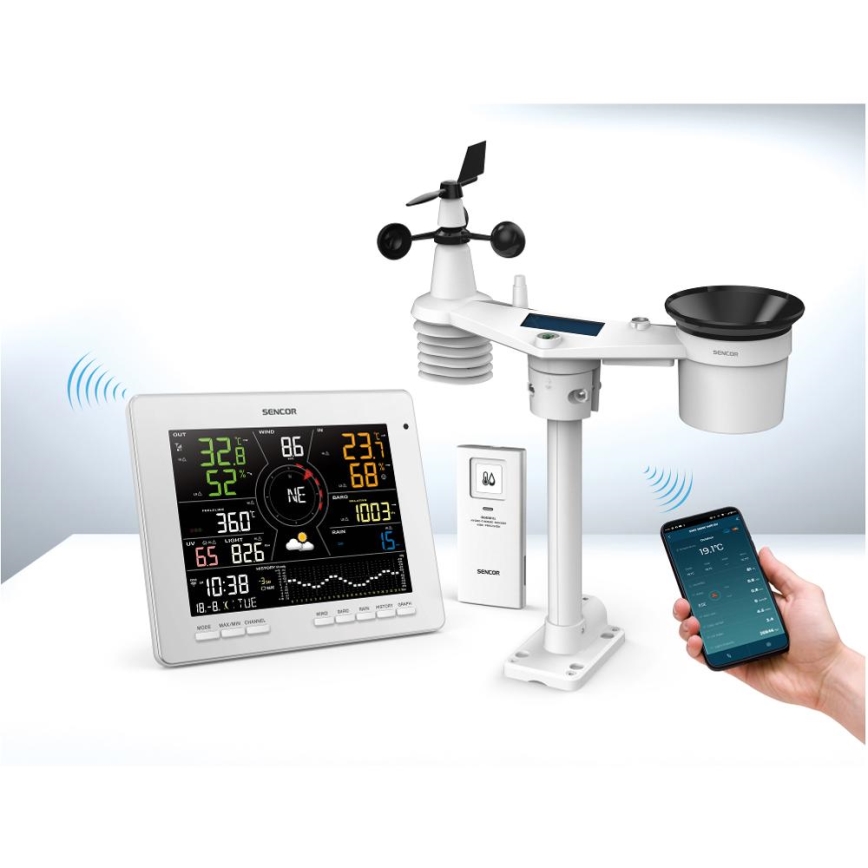 Sencor - Profesionálna meteostanica s farebným LCD displejom 1xCR2032 Wi-Fi Tuya