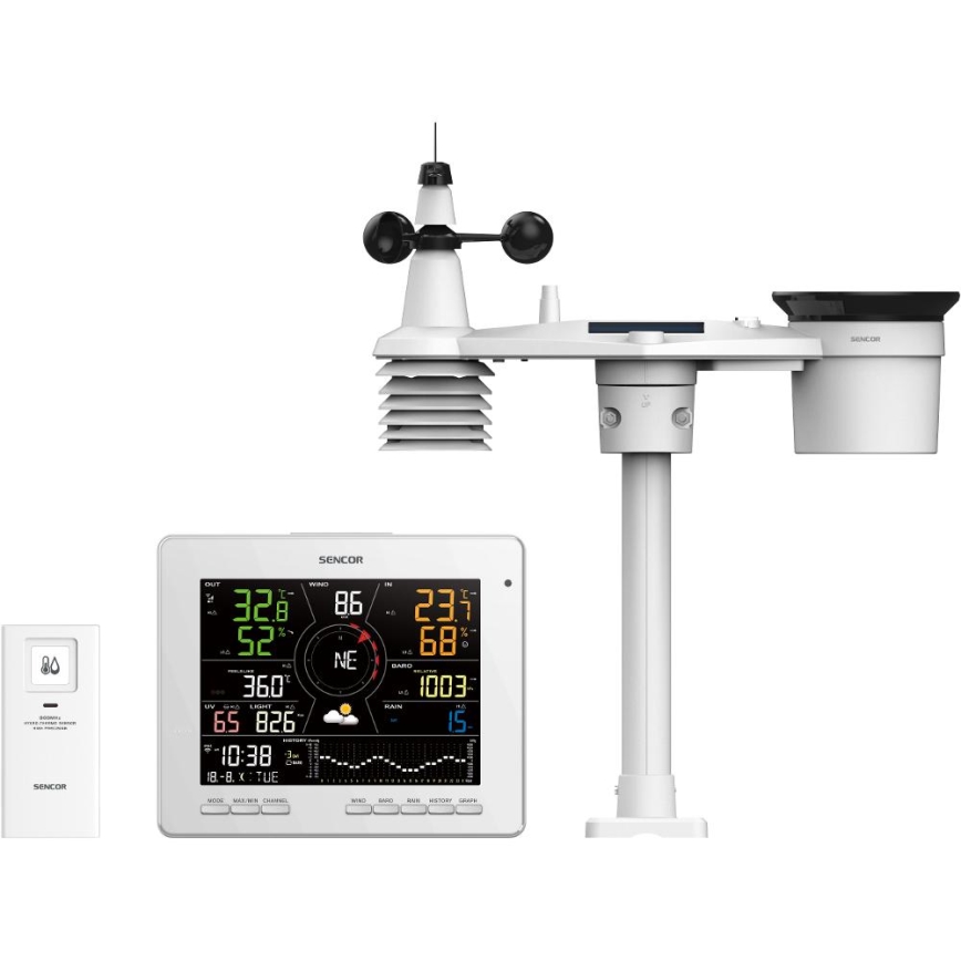Sencor - Profesionálna meteostanica s farebným LCD displejom 1xCR2032 Wi-Fi Tuya