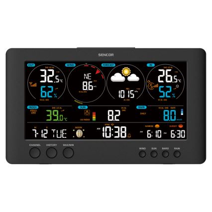 Sencor - Profesionálna meteostanica s farebným LCD displejom 5V/1xCR2032 + 3xAA Wi-Fi