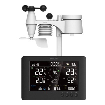 Sencor - Profesionálna meteostanica s farebným LCD displejom a budíkom 5V/1xCR2032 + 3xAA