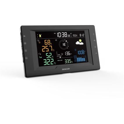 Sencor - Profesionálna meteostanica s farebným LCD displejom a budíkom 5V/1xCR2032 + 3xAA