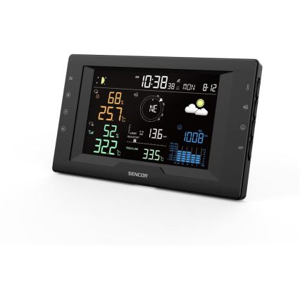 Sencor - Profesionálna meteostanica s farebným LCD displejom a budíkom 5V/1xCR2032 + 3xAA