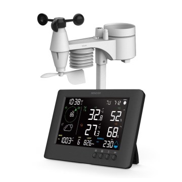 Sencor - Profesionálna meteostanica s farebným LCD displejom a budíkom 5V/1xCR2032 + 3xAA Wi-Fi