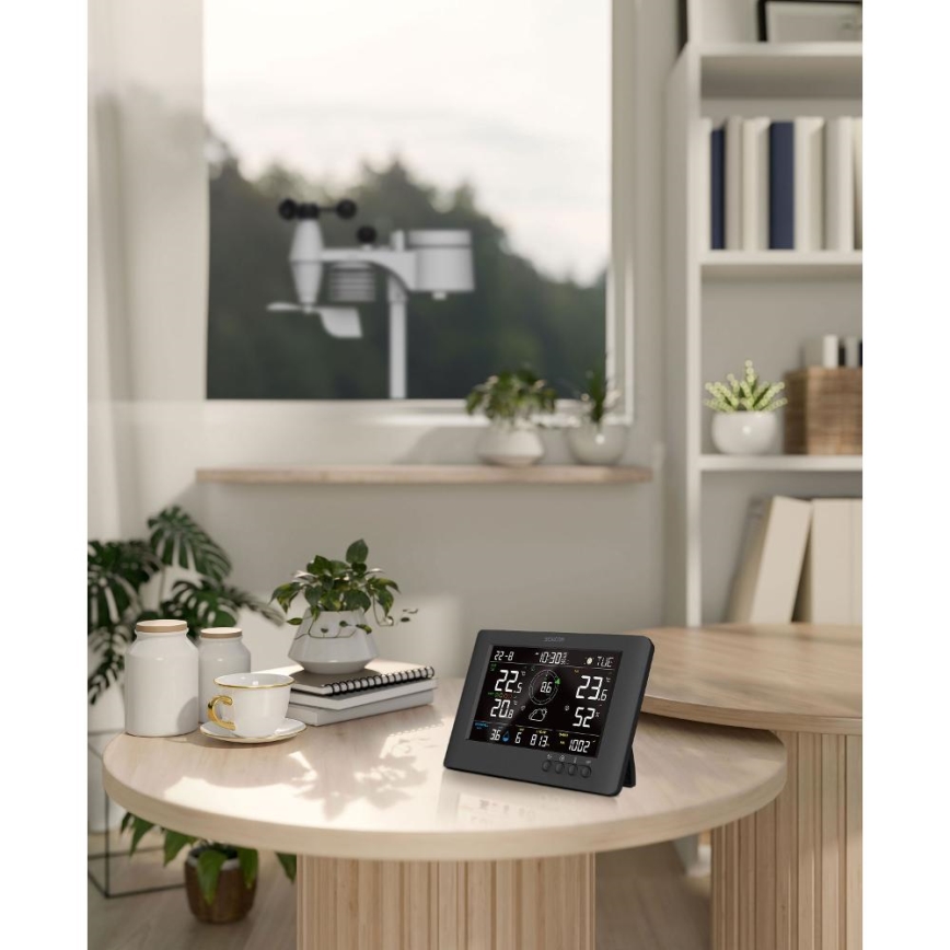 Sencor - Profesionálna meteostanica s farebným LCD displejom a budíkom 5V/1xCR2032 + 3xAA