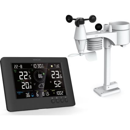 Sencor - Profesionálna meteostanica s farebným LCD displejom a budíkom 5V/1xCR2032 + 3xAA